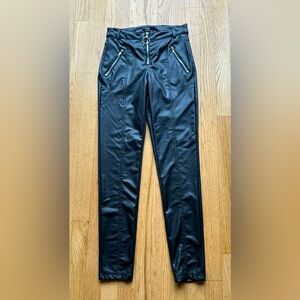 BLASHE SEXY BLACK PLEATHER STRETCH VEGAN FAUX LEATHER STRAIGHT LEG PANTS (S)